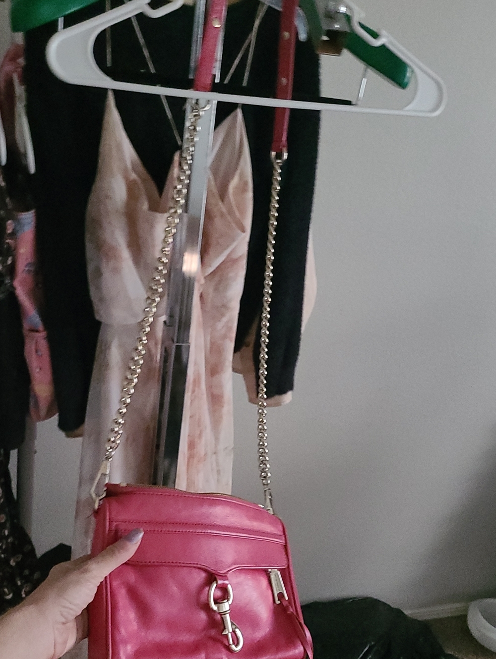 Rebecca Taylor Mac Crossbody Chain Strap Bag In Cherry Red - Picture 4 of 8